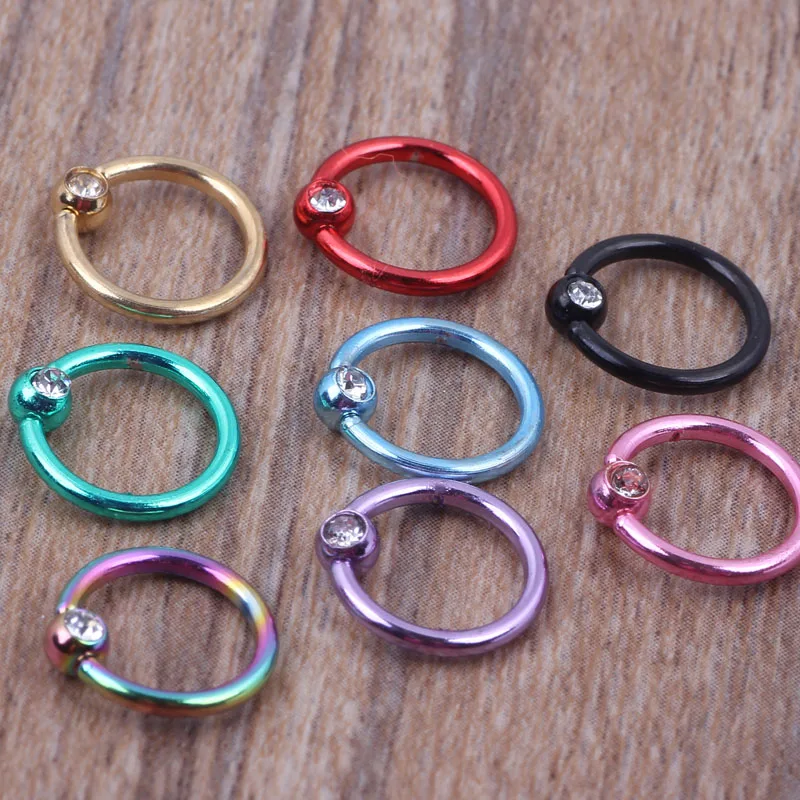Stainless Steel Crystal Nose Hoop Ring Piercing Stud Mix 8 Colors 100pcs Fake Septum Earring Nose Stud Body Jewelry Non Piercing