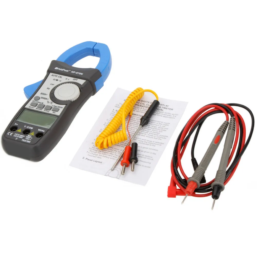 HoldPeak HP-870N Auto Range DC AC Digital Clamp Meter multímetro Pinza Amperimetrica Amperimetro True RMS Frequency Backlight HoldPeak HP-870N Auto Range DC AC Digital Clamp Meter multímetro Pinza Amperimetrica Amperimetro True RMS Frequency Backlight