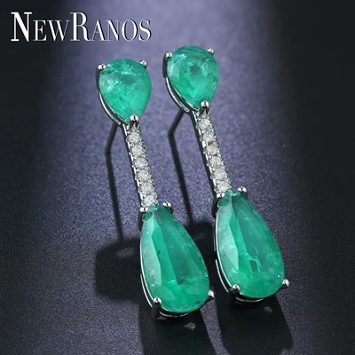 Винтажные висячие серьги с камнем Fusion, синие висячие серьги, серьги с микро фианитами для женщин, модное ювелирное изделие EFX002984 - Окраска металла: green