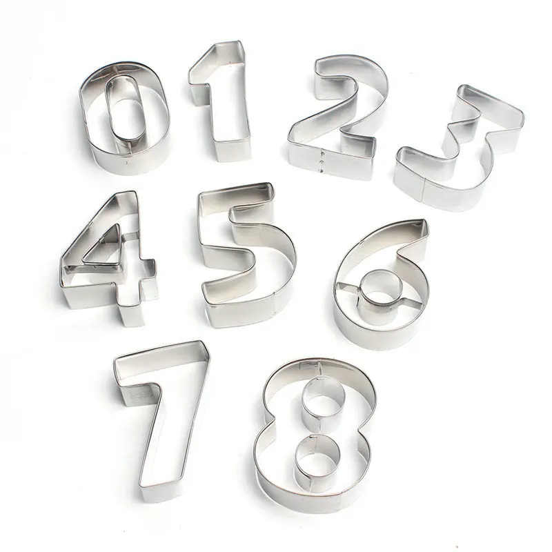 

9Pcs Number Shaped Cookie Cutter Set Large Size Stainless Steel Biscuit Mold Fondant Cutter Kitchen Baking Tools for Cakes