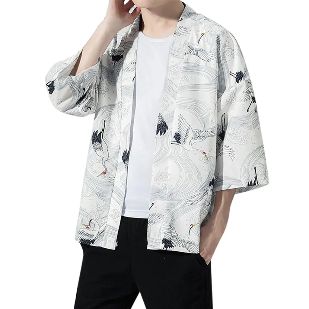 

Men Harajuku Kimono Shirts 2019 Man Japanese Streetwear Hip Hop Summer Shirts Male Black Vintage Desginer Clothes clothing