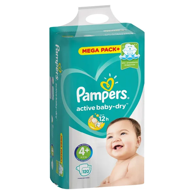 Подгузники Pampers Active Baby-Dry 9-16 кг, 4+ размер, 120 шт.