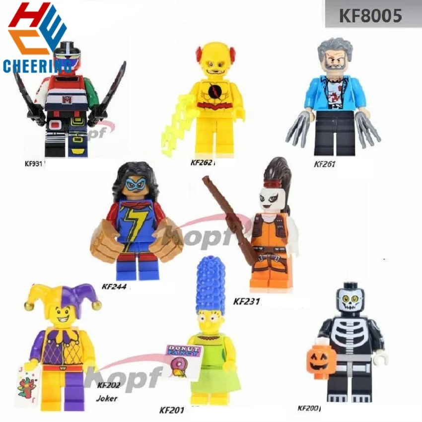 

Single Sale Building Blocks Volteon Team Godman Flash Logan Ms.Marvel Aurra Sing Figures Bricks For Children Gift Toys KF8005