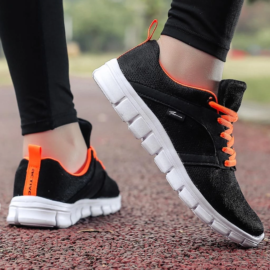 KANCOOLD correr transpirables con malla de moda para mujer, zapatillas con cordones, zapatos casuales cómodos acolchados de color sólido|Zapatillas de correr| - AliExpress