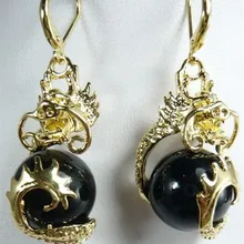 Необычные черные Нефритовый дракон 12 мм новые серьги