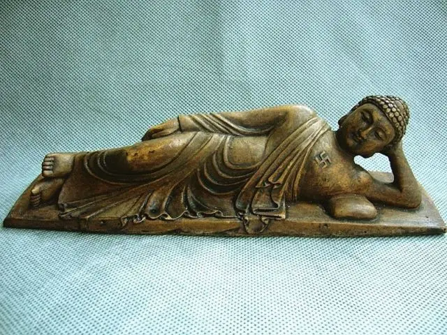 

Elaborate Chinese Collectible Decorated Old Handwork Alabaster Carved Buddha Recline Statue