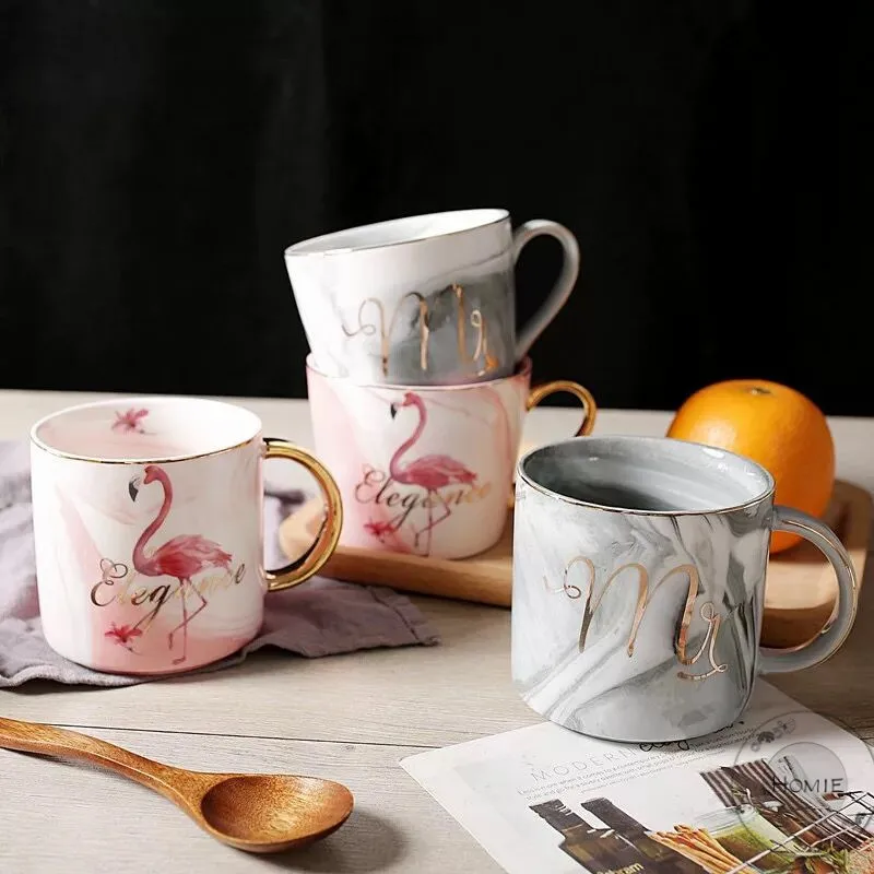 HOMIN Cute Flamingo Ceramics Coffee Mug Large Capacity 400ml Animal Mugs creative Drinkware Coffee Tea Cups Novelty Gifts milk cup08