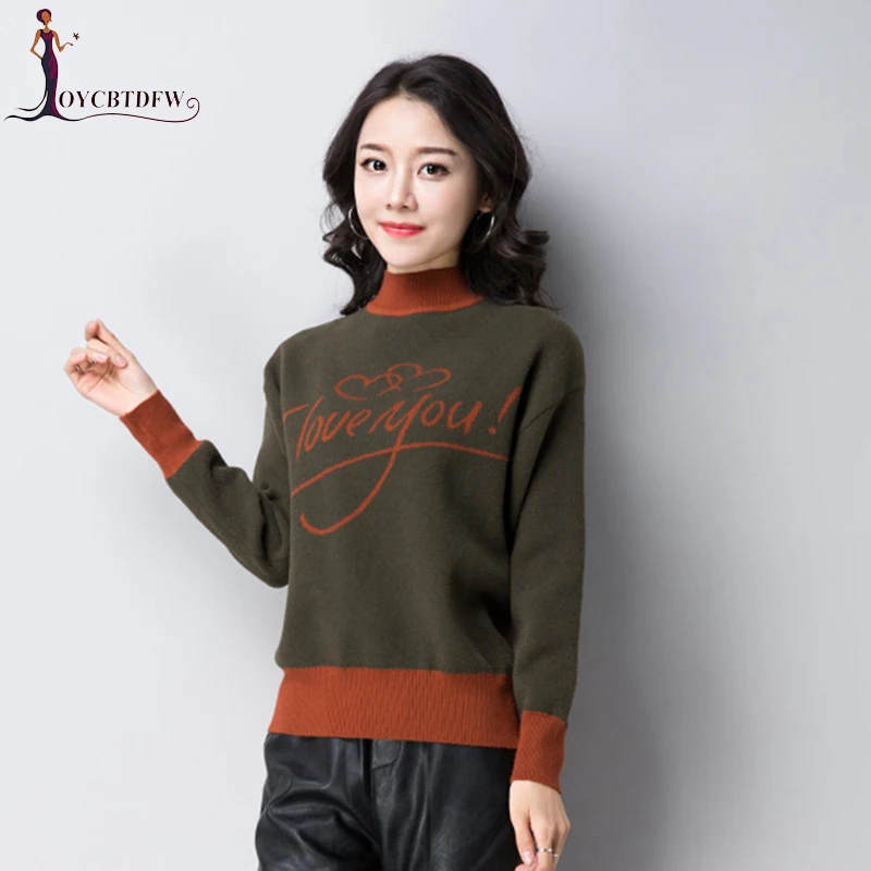 

Autumn Women Turtleneck Pullover One Size Short Knitting Sweater 2018 Fashion Loose Female Thick Cashmere Sweater Winter NO340