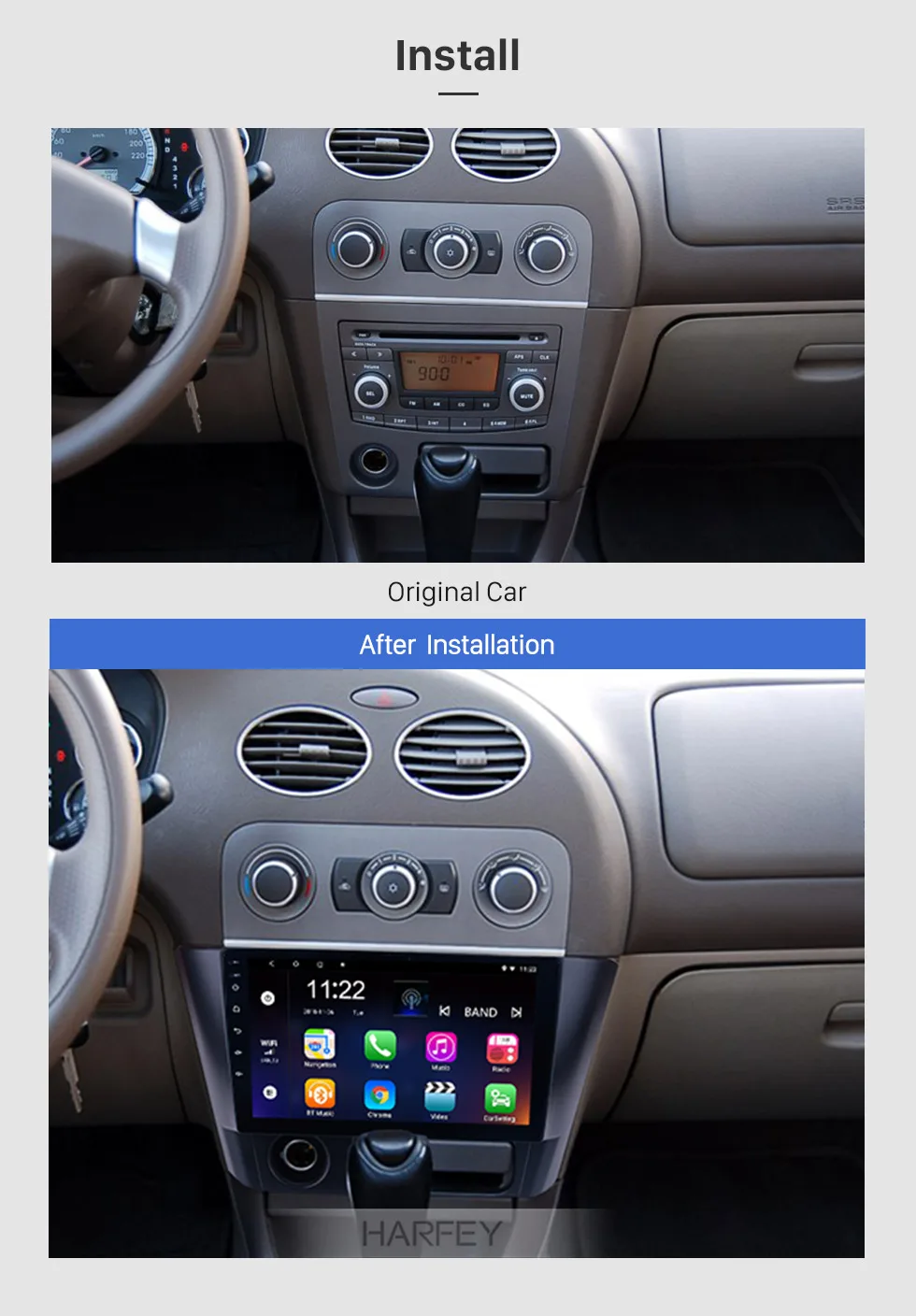 Perfect Harfey Android 8.1 9" Car Radio Multimedia Player GPS Head Unit For 2014 2015 2016 Mitsubishi Lancer Support DVR Wifi Bluethooth 2