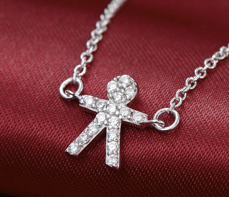 925 silver figure pendant necklace characters with full pave cz (NM)in