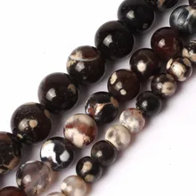 6,8, 10 мм круглый шарик черный треснувший Агаты огонь камня шарики для DIY Цепочки и ожерелья Браслеты изготовления ювелирных изделий 1"