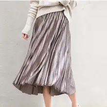 Хит, весеннее Новое поступление, Вельветовая винтажная юбка, элегантная плиссированная юбка, 6 цветов, Faldas Largas Elegantes