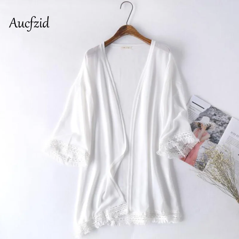 Весенний кардиган с бахромой Aucfzid Женская Длинная пляжная блузка оверсайз Летняя