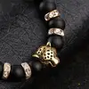 Perles en pierre naturelle hommes bracelets porte-bonheur noir mat perles en pierre naturelle Onyx pierre mat tigre léopard Bracelets pour hommes ► Photo 2/2