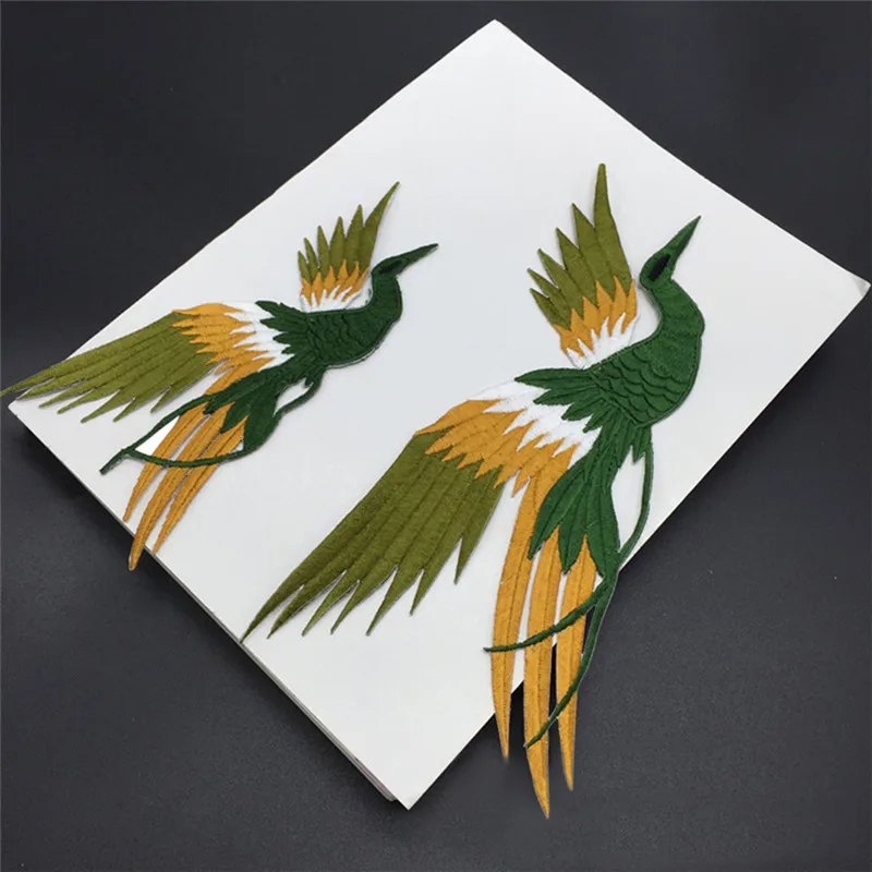 1set bird iron on patches Phoenix bird combination embroidery lace cloth paste fabric applique