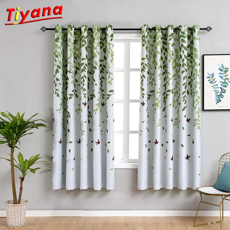 

2.1M High Printing Customized Short Curtain Valance Kitchen Window Small Curtains for Bedroom Windows Cartoon Bird Curtain *30