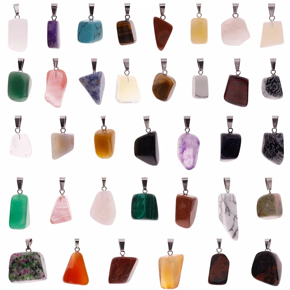 

36Pcs/set Irregular Healing Stone Beads Pendants Quartz Crystal Stone Charms for Necklace Jewelry Making Assorted Color #268566