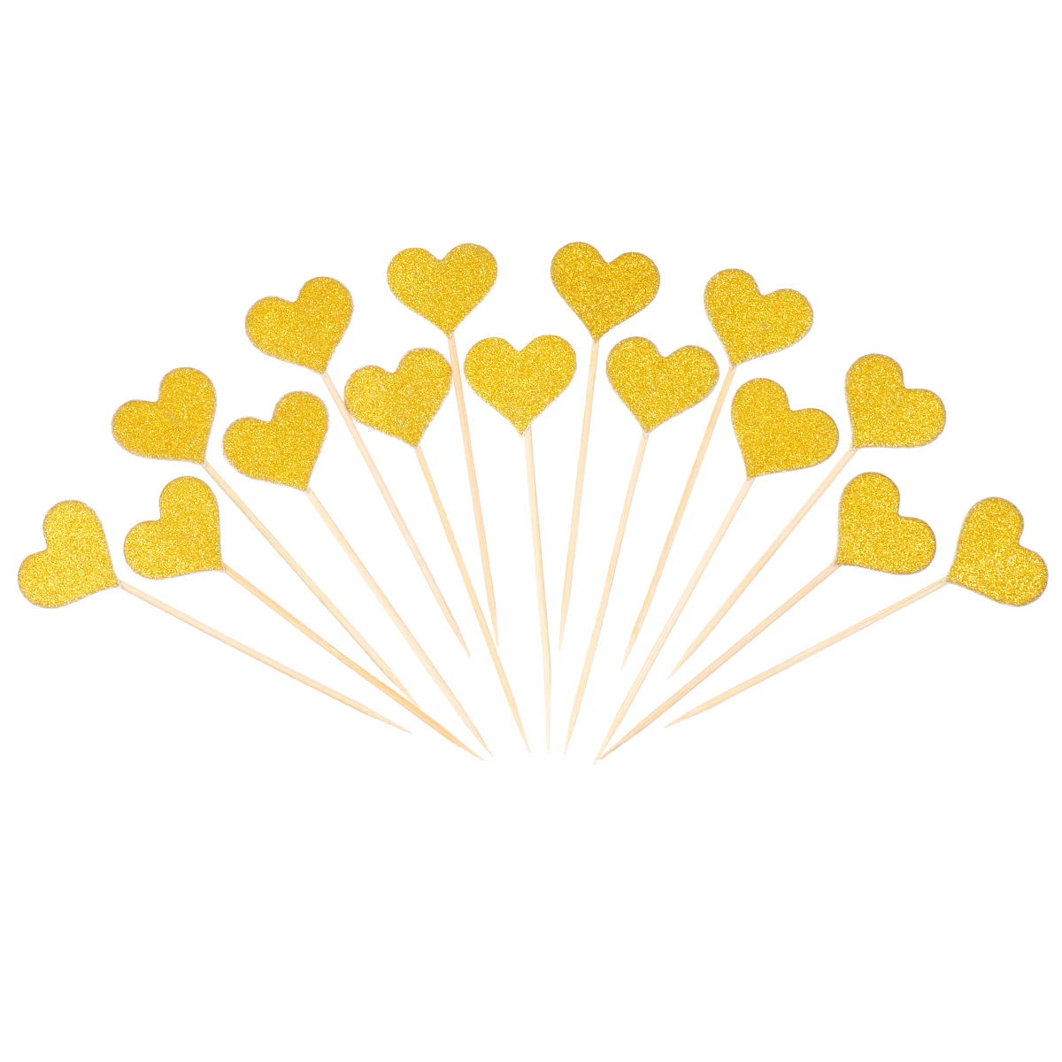 

BESTOMZ 50pcs Heart Cupcake Toppers Gold Glitter Cupcake Toppers Decoration For Wedding / Bridal / Baby Shower Party