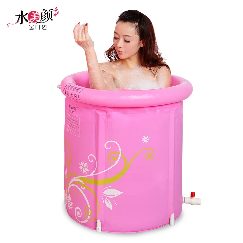 Water print beauty pink bucket bath folding tub bath bucket plastic