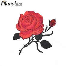 Nunubee 1 шт., вышитый розовым утюгом на нашивках, наклейка для одежды DIY, одежда, Лоскутная наклейка на заказ с цветочной аппликацией