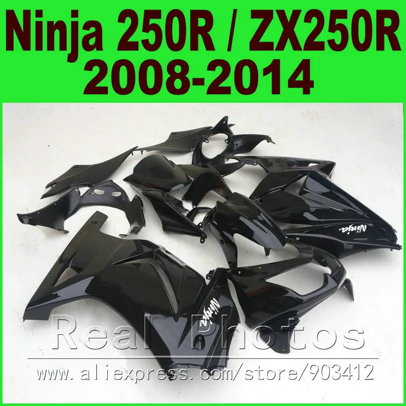 

Glossy black OEM Kawasaki Ninja 250r Fairings kit EX250 2008 - 2014 year model ZX 250 08 09 10 11 12 13 14 fairing kits R8L7