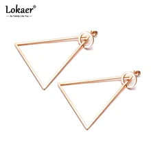 Lokaer Богемия стиль треугольник круг преувеличенные геометрические золотые, розовые серьги из нержавеющей стали юбилей подарок для женщин E18076