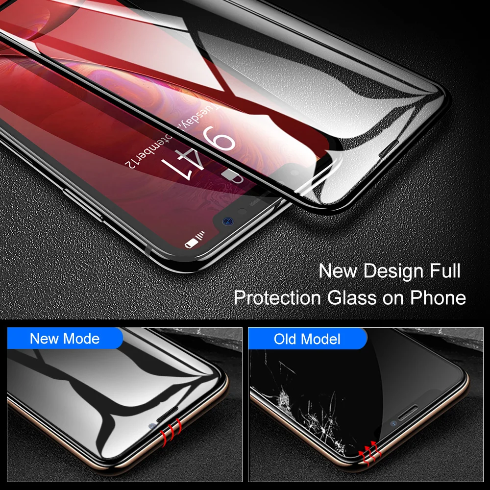 Закаленное стекло 9D KISSCASE с полным покрытием для iPhone X XS MAX XR Пылезащитный фильтр