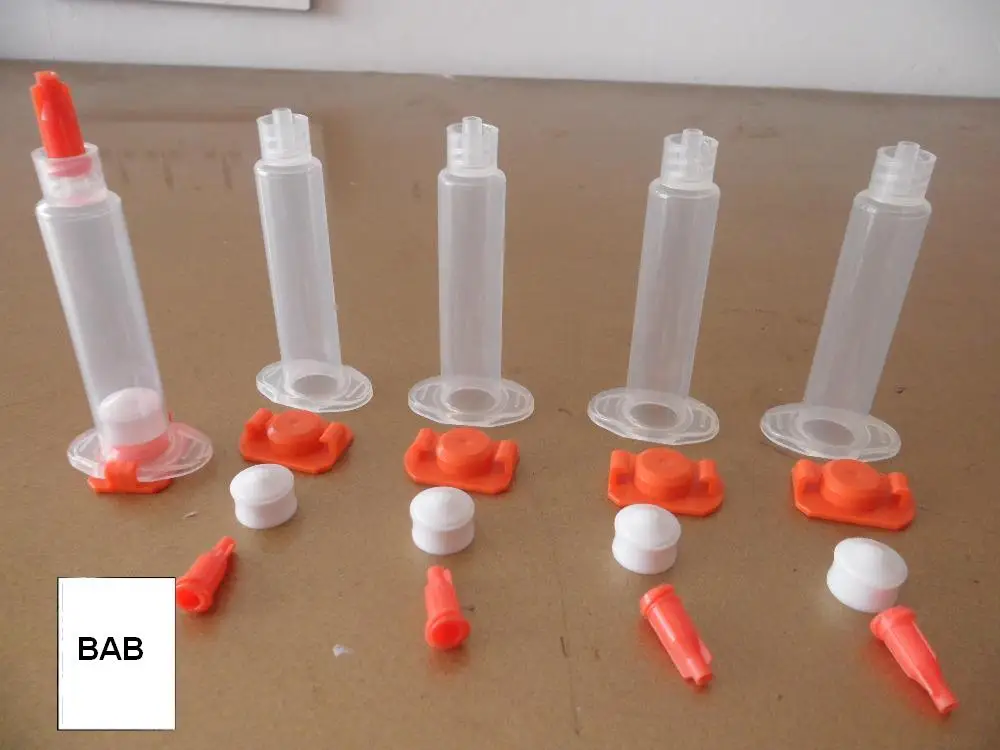 

50Set/Lot, 5cc Clear Air Syringe Luer Lock Tip Dispenser Syringe Barrel with piston/end cover/syringe tip,Glue Dispenser Barrel