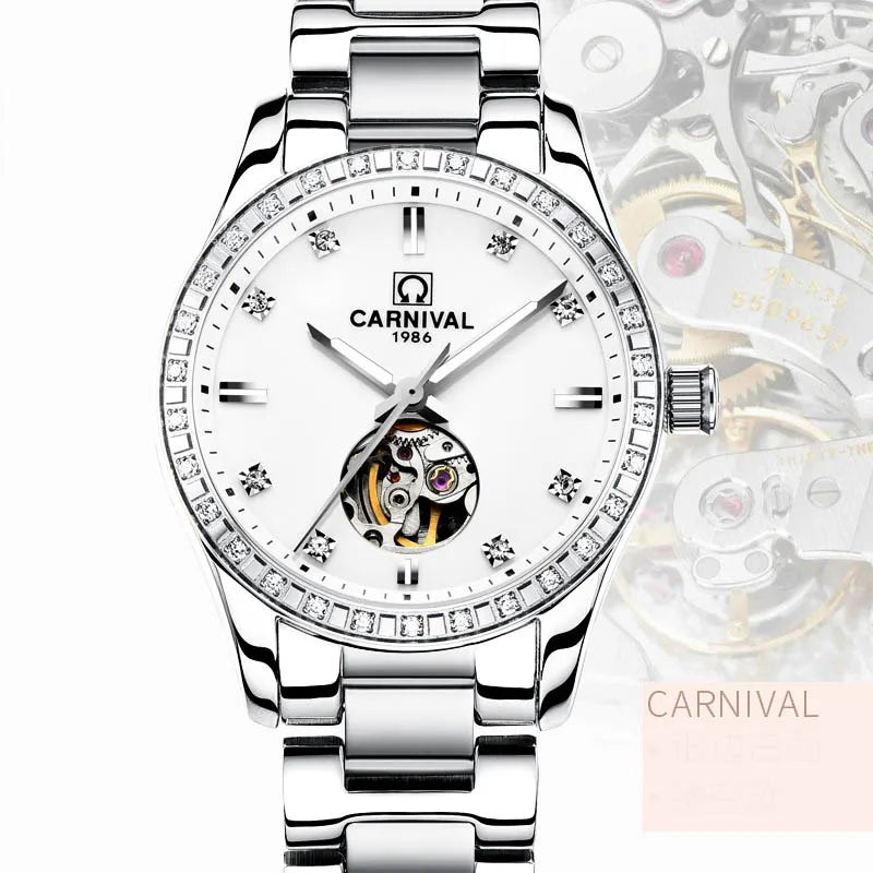 Новые карнавальные простые женские часы люксовый бренд женские Автоматические механические часы женские сапфировые водонепроницаемые relogio feminino - Цвет: 9