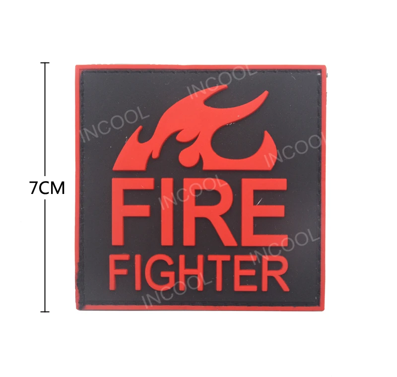 3D ПВХ пожарная нашивка истребитель спасательный армейский крючок задний боевой резиновая нашивка тактическая аппликация эмблем боевой пожарный значки - Цвет: Red on Black