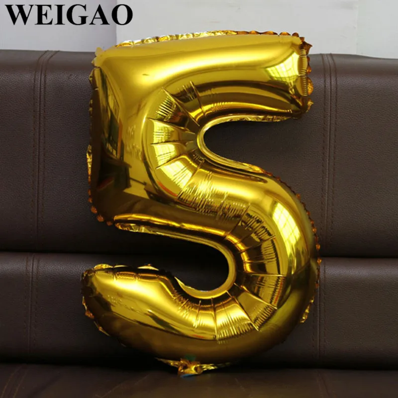 WEIGAO 1 шт. большой 0 9 40 дюймов День рождения номер шары цифры фольги украшение для