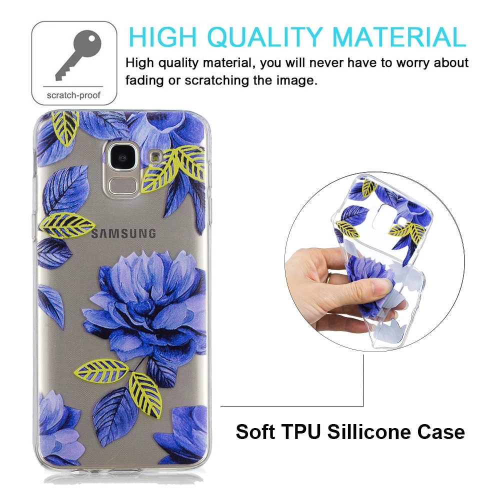 For Samsung J4 Case For Samsung J6 Case 2018 Flower Painted Soft TPU Case Cover For Samsung Galaxy J4 J6 2018 Silicone Soft Case (2)