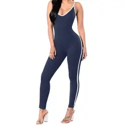 Модные женские туфли Клубная одежда Спагетти ремень Стретч Bodycon бинты длинный комбинезон Комбинезоны