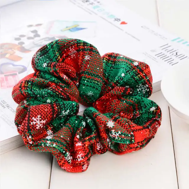 Buy Girls Printed Snow Hair Scrunchies Christmas Red
