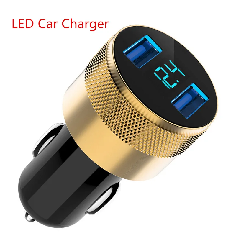 

Dual 2 USB Car Charger Adapter 3.1A Digital LED Voltage/Current Display Auto Vehicle Metal Charger For Iphone Smart Phone/Tablet