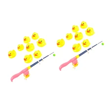 2 компл. Магнитная игрушка для рыбалки, желтая утка, модель животного, набор, младенческая игрушка для ванны, время, ребенок, ролевые игры, Ранняя образовательная игра, набор