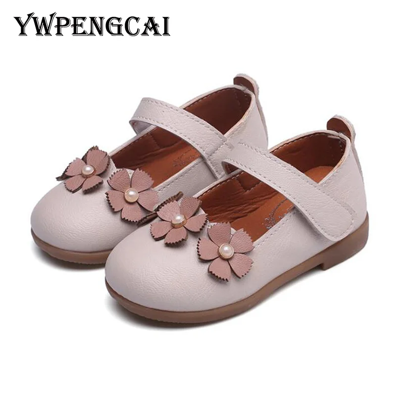 

Three Small Flowers Spring Autumn Girls Shoes Size 21-36 Children Party Dress Shoes Girls Cute Sweet PU Leather Flat Shoes