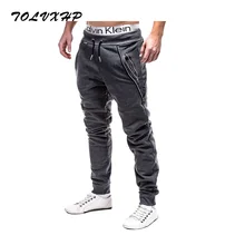 

TOLVXHP 2018 Brand Men Pants Hip Hop Harem Joggers Pants 2018 Male Trousers Mens Joggers Solid Zipper decoration Pants Sweatpant