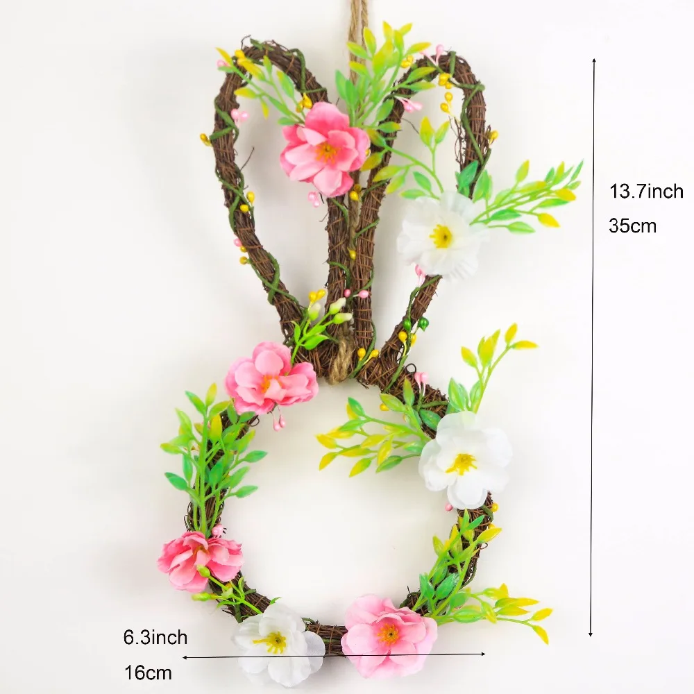 Ротанговый венок Пасхальный Кролик Цветы Свадебный орнамент деревенский Свадебный декор дверь детской комнаты украшение дома стены моталки кулон
