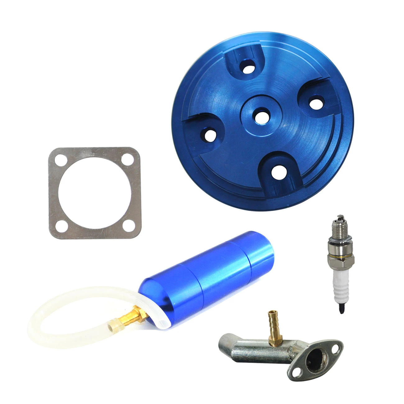 CNC Blue Cylinder Head Carburetor Power Boost Bottle Fits 80cc Motorized Bicycle CNC Blue Cylinder Head Carburetor Power Boost Bottle Fits 80cc Motorized Bicycle