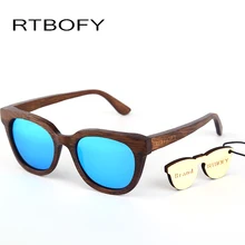 RTBOFY New fashion Products Men Sunglass Bamboo Sun Glasses Vintage Wood HD Polaroid Lens Wooden Frame Handmade
