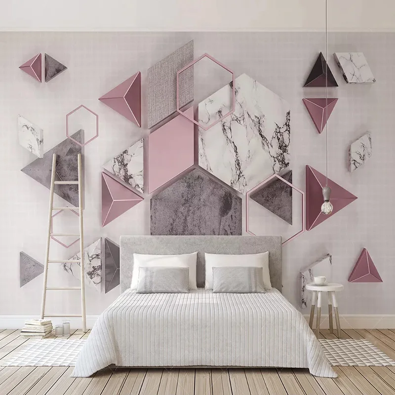 

3D Wallpaper Modern Stereo Geometry Polygon Marble Texture Photo Wall Murals Living Room TV Sofa Study Abstract Art Wall Papers