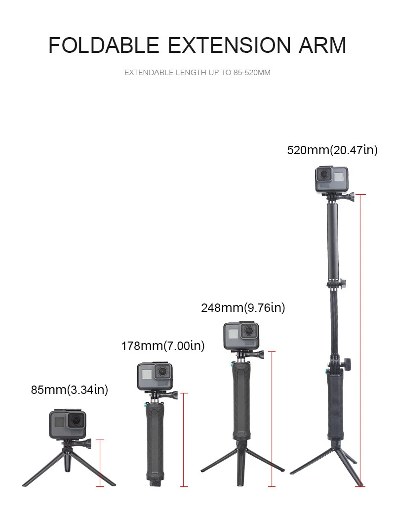 3 Way сцепление Водонепроницаемый монопод селфи-палка штатив-Трипод стойка для GoPro Hero 7 6 5 4 Session для экшн камеры Yi 4K Sjcam Экшн-камера Eken для спортивной экшн-камеры Go Pro аксессуар