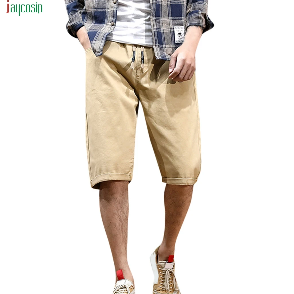 Jaycosin Men's Solid Straight Short Pants Casual New Fashion Drawstring Pants Summer Loose Shorts Nuevos Pantalones De Moda