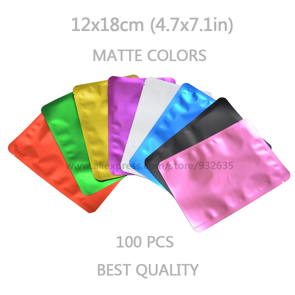 

12x18 cm (4.7''x7.1'') Matte Colors Plastic Heat Sealable Bag For Candy,Powder Gift, Tea,Cosmetics,Coffee Bags 100pcs