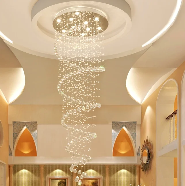 Длинная хрустальная люстра для лестничной клетки, гостиной, кухни, люстра, итальянский дизайн, круглые хрустальные люстры, лампа