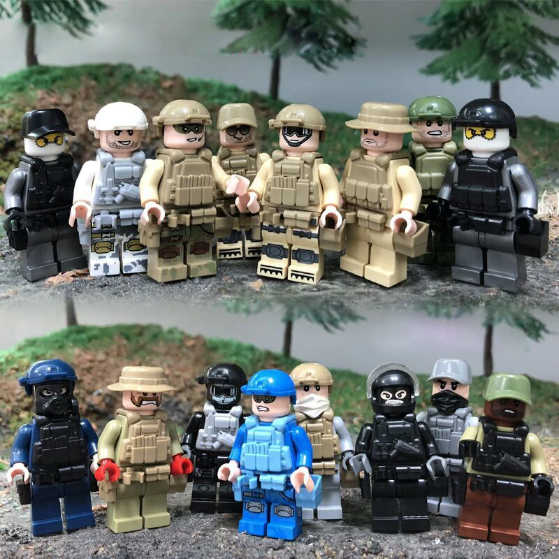 50pcs Military WWII SWAT Police Gun Weapons Army Soldiers Building Blocks Figures Bricks MOC Arms City Compatible With LegoINGly