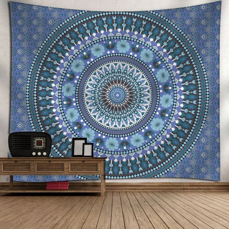 

Mandala Pattern Tapestry Natural Home Decoration Wall Tapestry Blanket for Living Room Beach Girl Elephant Tree 150x130cm