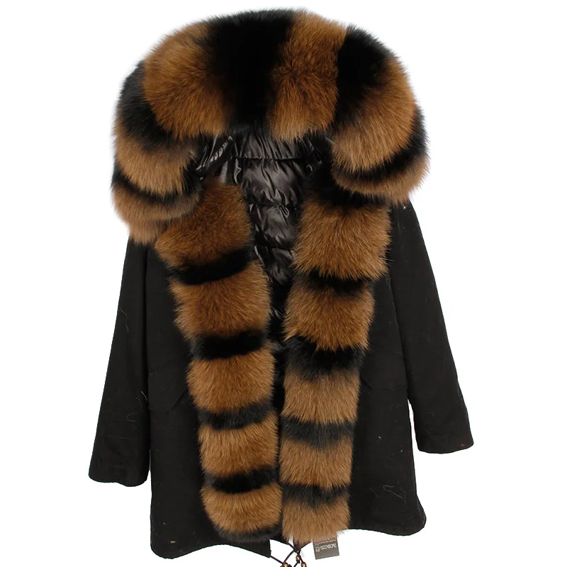 

2018 New Duck Down Coats Winter Women Real Fur Jacket Long Parkas Natural Fox Fur Collar Thick Warm Streetwear Outerwear