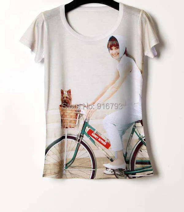 2014 винтаж ретро прохладный рок панк футболка шорты Tshirt 3D печатных женская майка